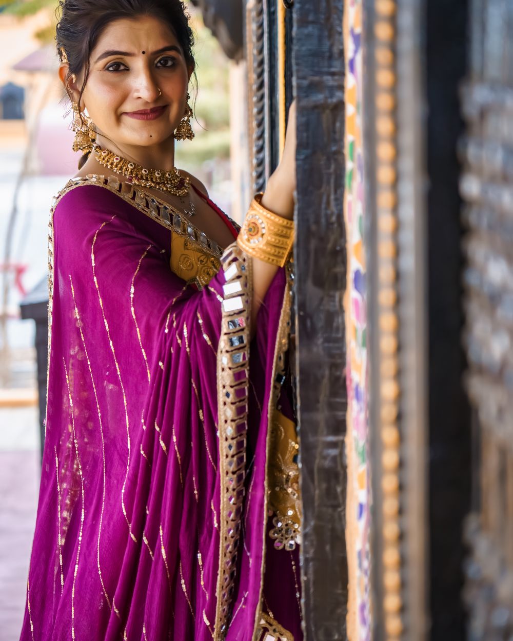 Woman wearing an elegant Indian saree